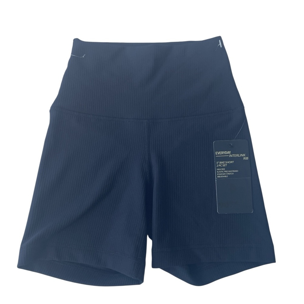 90 Degrees by Reflex Black Ribbed Bike Shorts 5" Inseam High Rise Size XS NWT